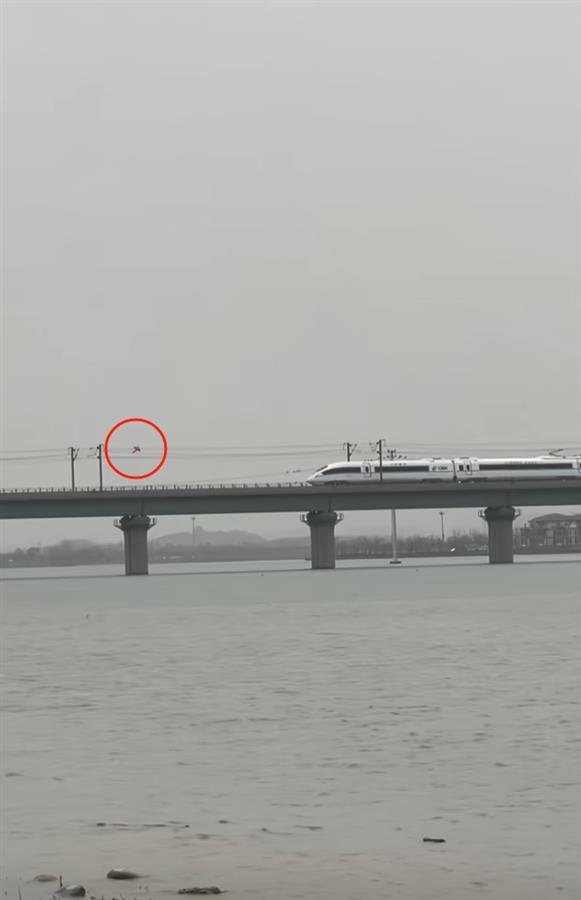 风筝挂上铁路桥接触网，有列车被拦停，石家庄铁路公安：正在工作中