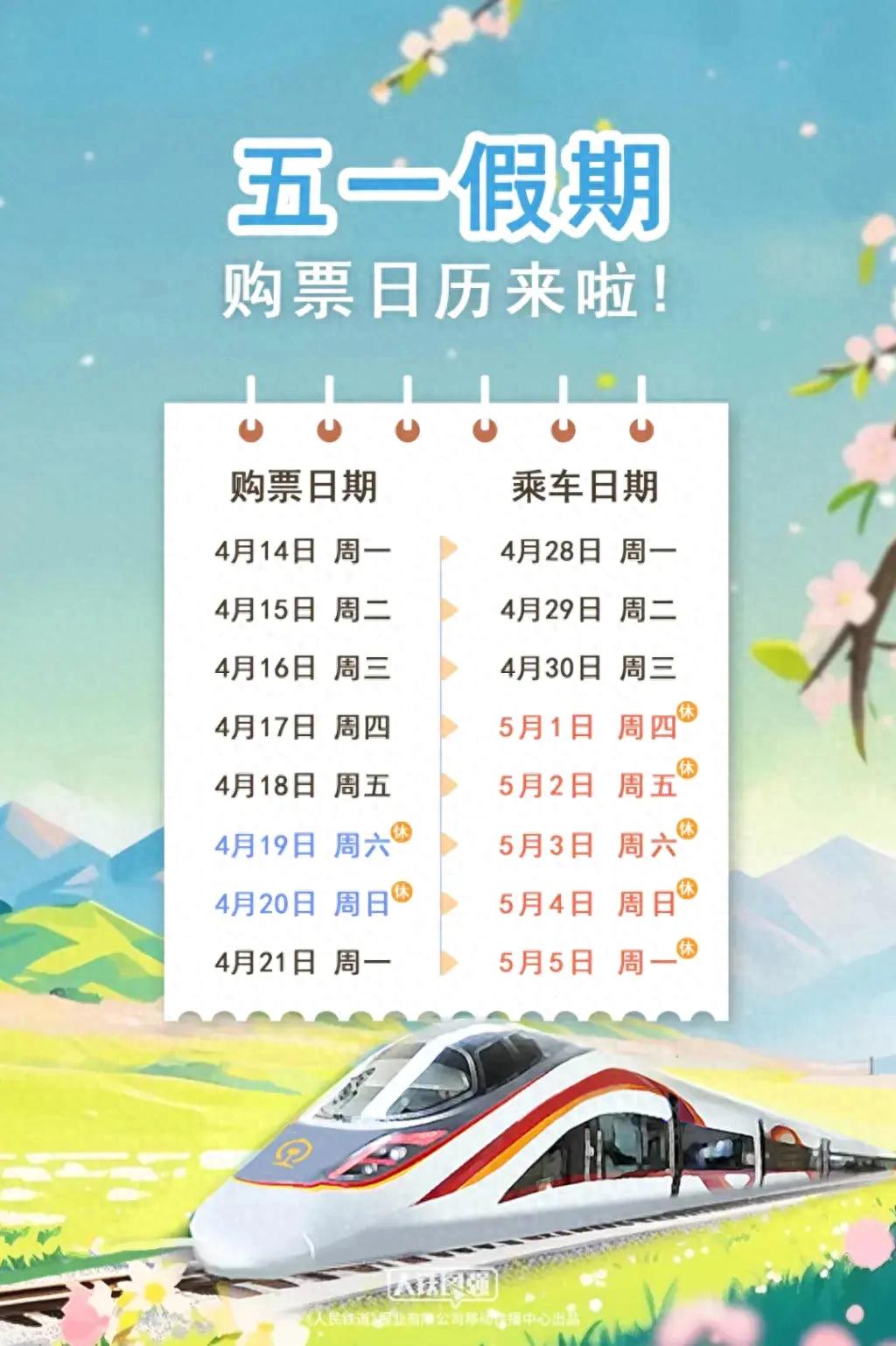 五一小长假前夜火车票今日开抢，预计客流最高峰为5月1日