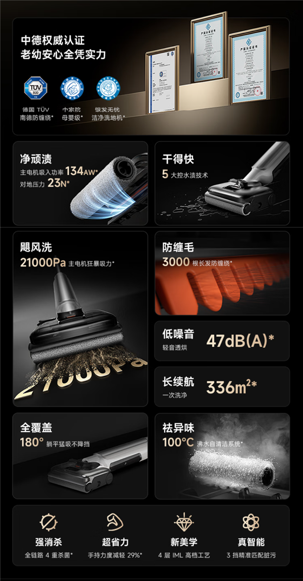 国补价1699.15元！小米发布米家无线洗地机4 Pro：21000Pa狂暴吸力