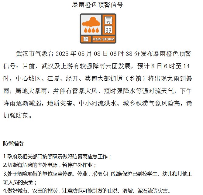 预警升级，武汉这些地方有大到暴雨，伴有雷暴大风