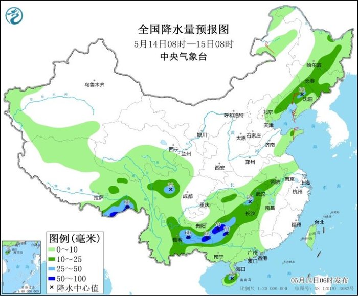 中央气象台：华北东北多发强对流天气，南方降雨将自西向东发展