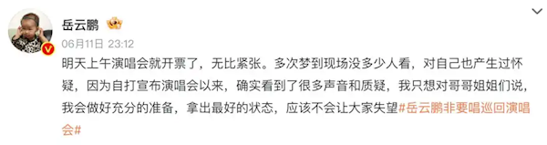 岳云鹏“非要常”演唱会票价高遭质疑  其网易云音乐认证是歌手 